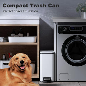Pet-proof design helps deter curious pets from trash.