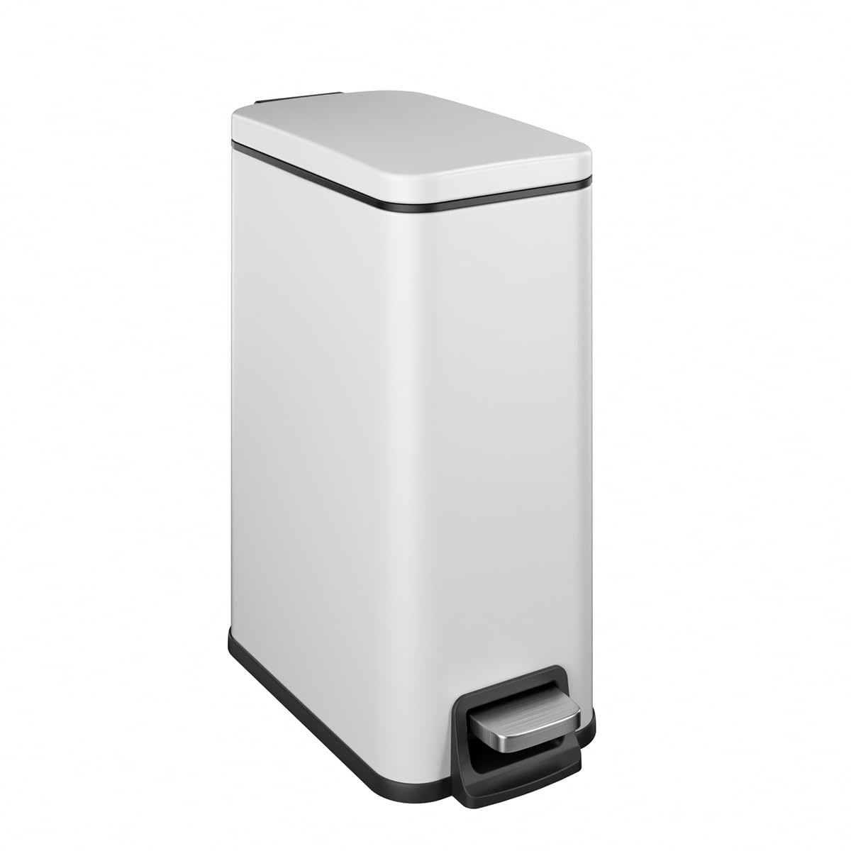 Veelesa Slim bathroom trash can with lid, soft-close design for quiet use.