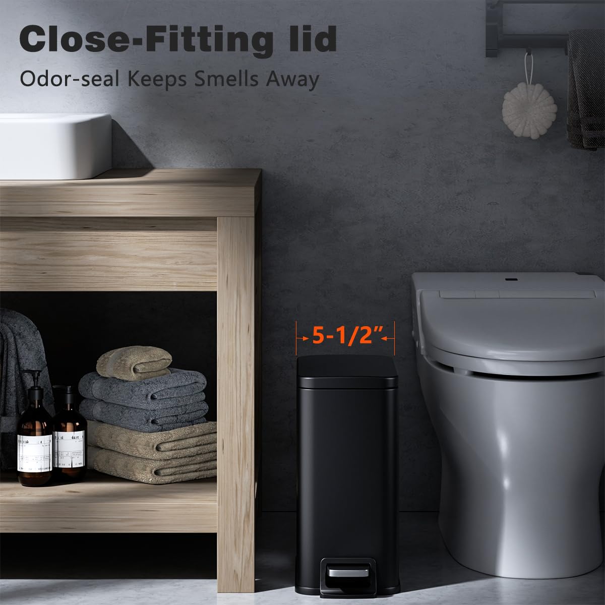 Veelesa slim trash can with removable inner bucket for easy cleaning.