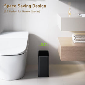 Veelesa small trash can side view shows slim profile ideal for under-sink use.