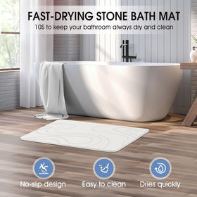 Veeloim Stone Bath Mat absorbs moisture quickly for dry feet.