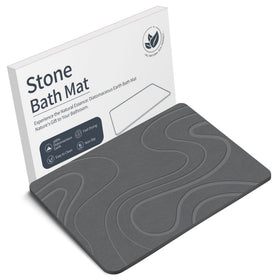 Veeloim Stone Bath Mat demonstrating high absorption for a drier bathroom