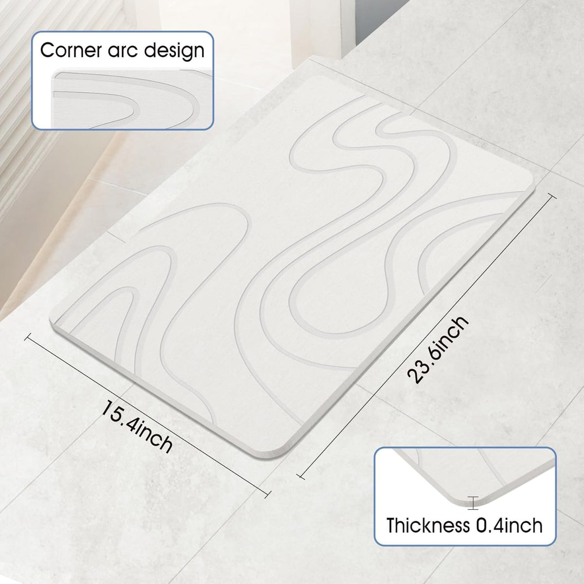 Veeloim Stone Bath Mat anti-slip base secures it on wet floors.