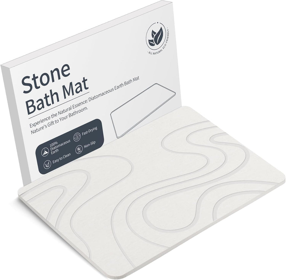 Veeloim Stone Bath Mat close-up texture demonstrates grip and quick-dry surface.