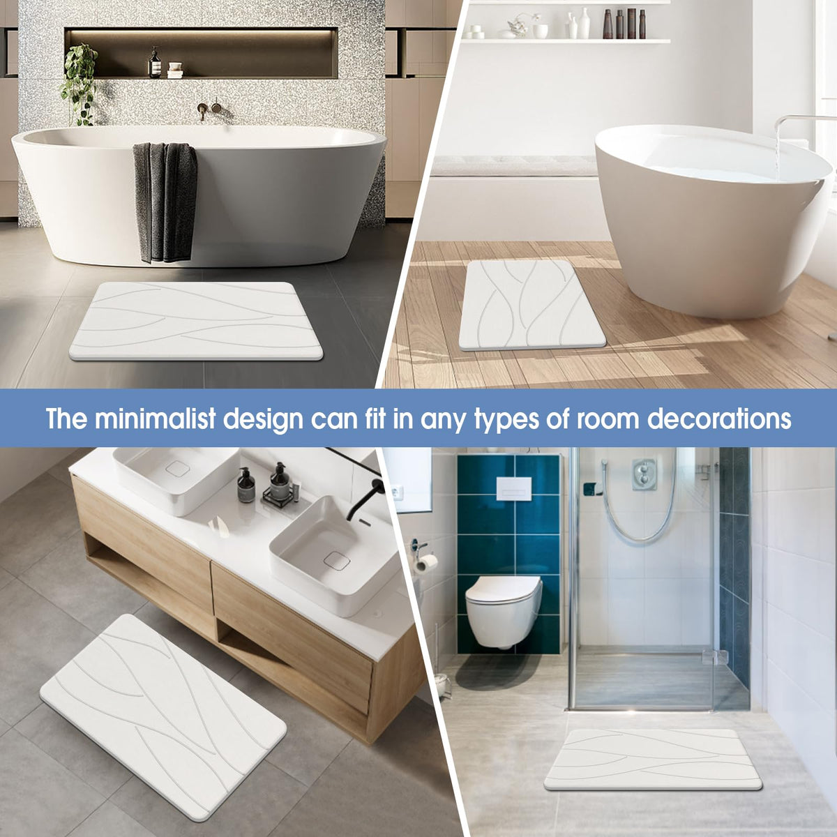 Veeloim Stone Bath Mat being rinsed for easy cleaning