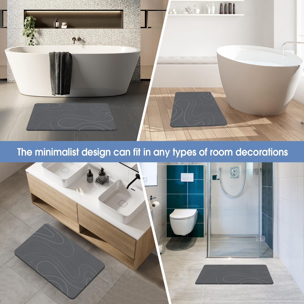 Veeloim Stone Bath Mat easy to clean with rinse or wipe