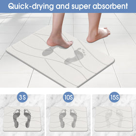 Veeloim Stone Bath Mat in action drying water quickly after shower