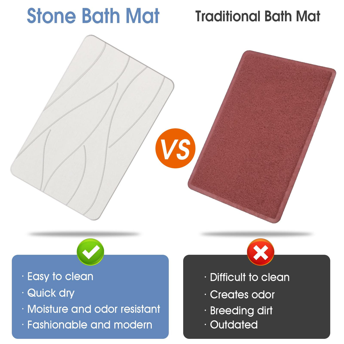 Veeloim Stone Bath Mat made from sustainable diatomaceous earth materials