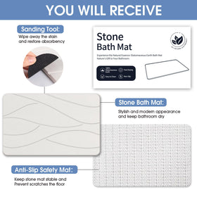 Veeloim Stone Bath Mat in white complements modern bathroom decor