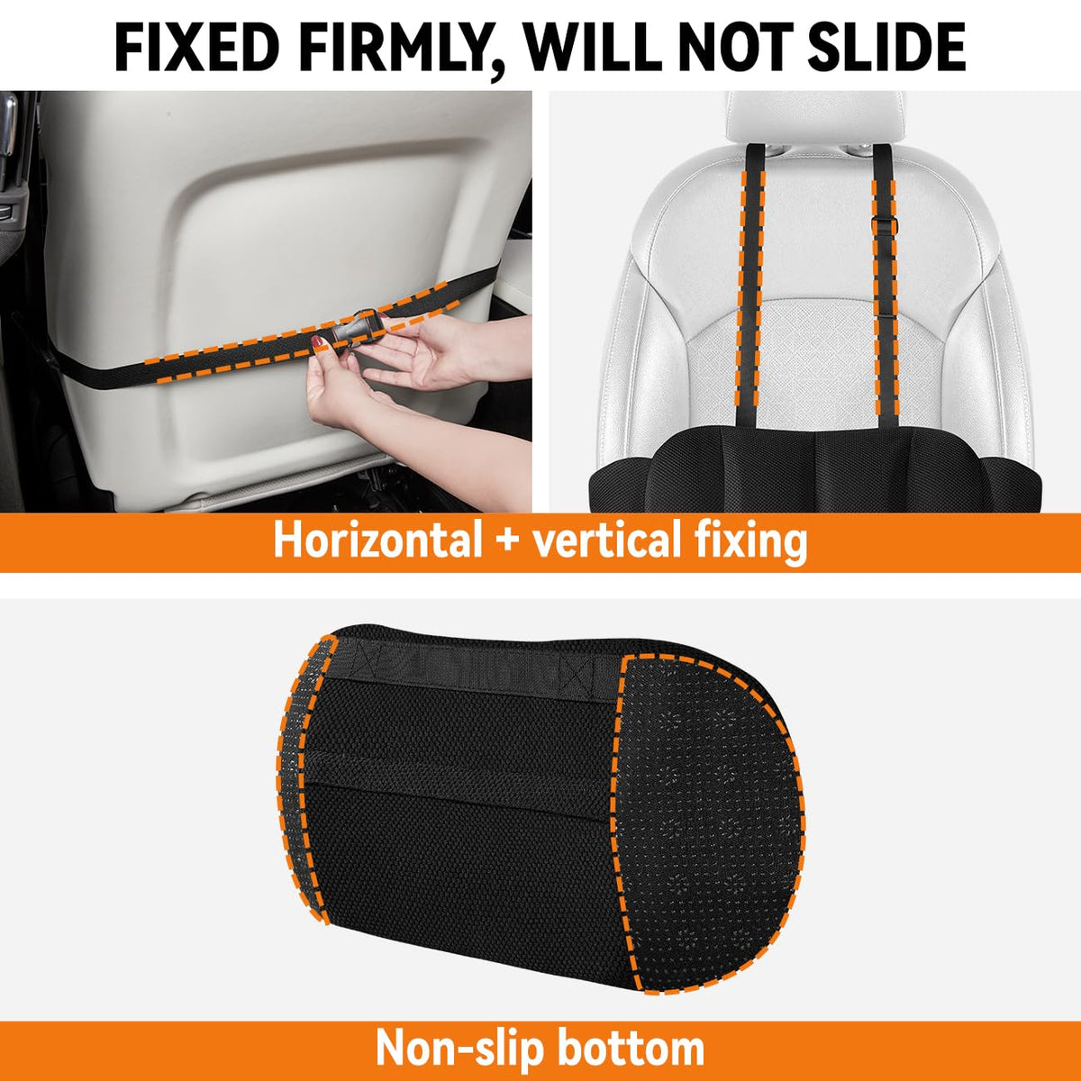 Veitail secure-fit strap system keeps the pillow in place during travel and work.