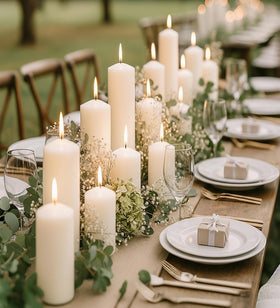 Veiuwa white pillar candles, 2x3 inch, ideal for intimate dinners and warm table accents.