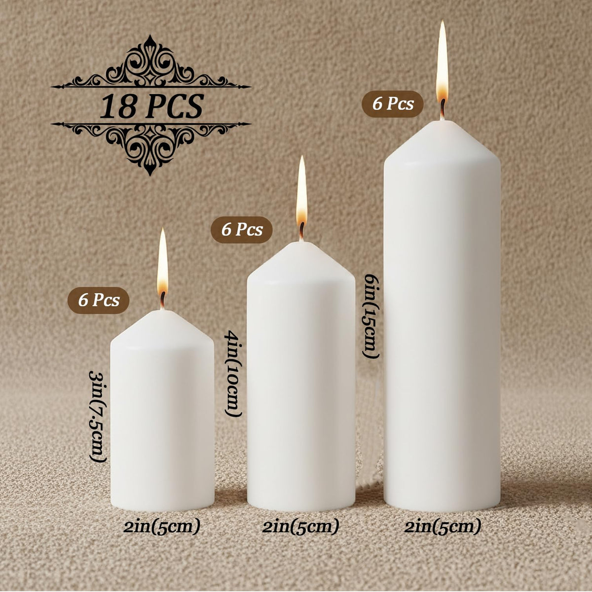 Veiuwa white pillar candles, 2x4 inch, perfect for layered room ambiance.