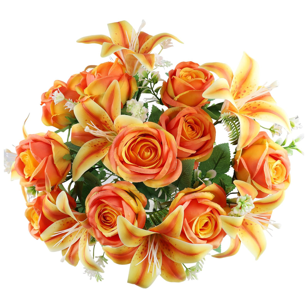 Vejkl 2-set cemetery flowers with roses and lilies for outdoor headstones.