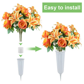 Vejkl grave vase arrangement with tall stems for a prominent display.