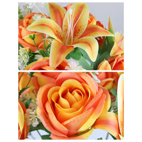 Vejkl silk roses with PU lilies offer durable, vibrant color.