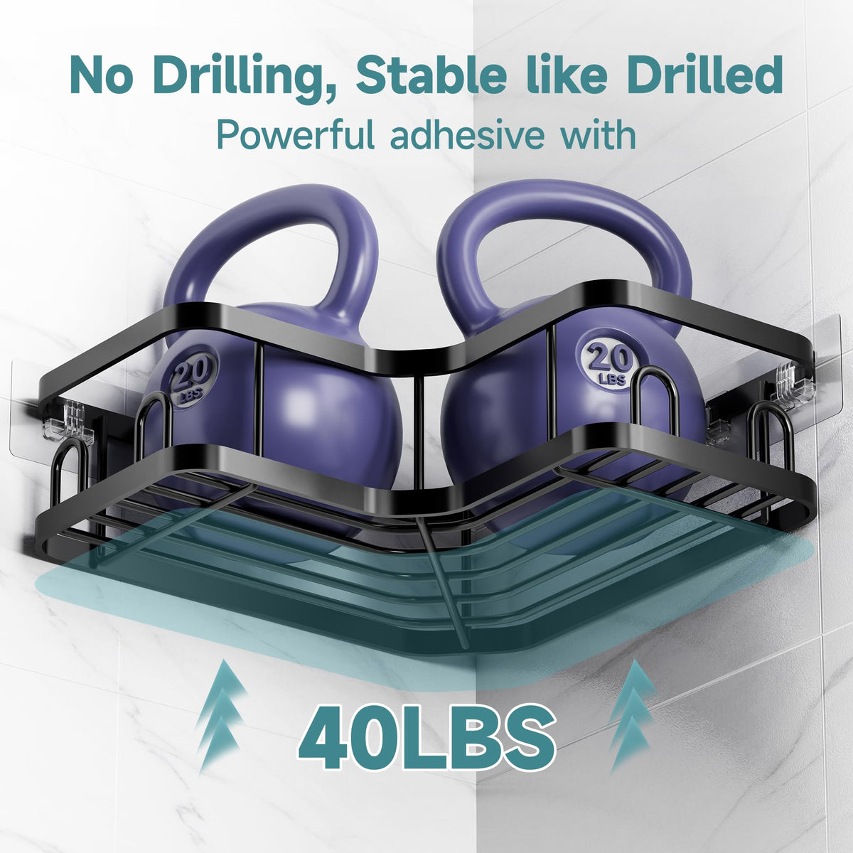 Veken corner adhesive shower caddy locator clips installation guide for precise setup.