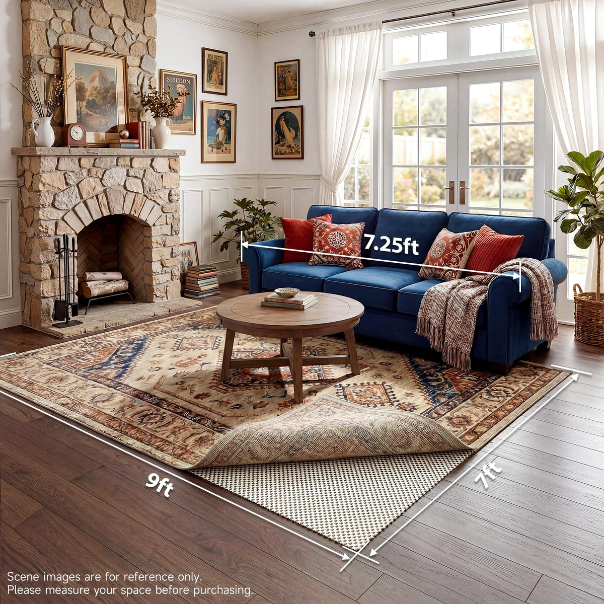 Veken rug pad stabilizes futon or mattress for steadier seating.