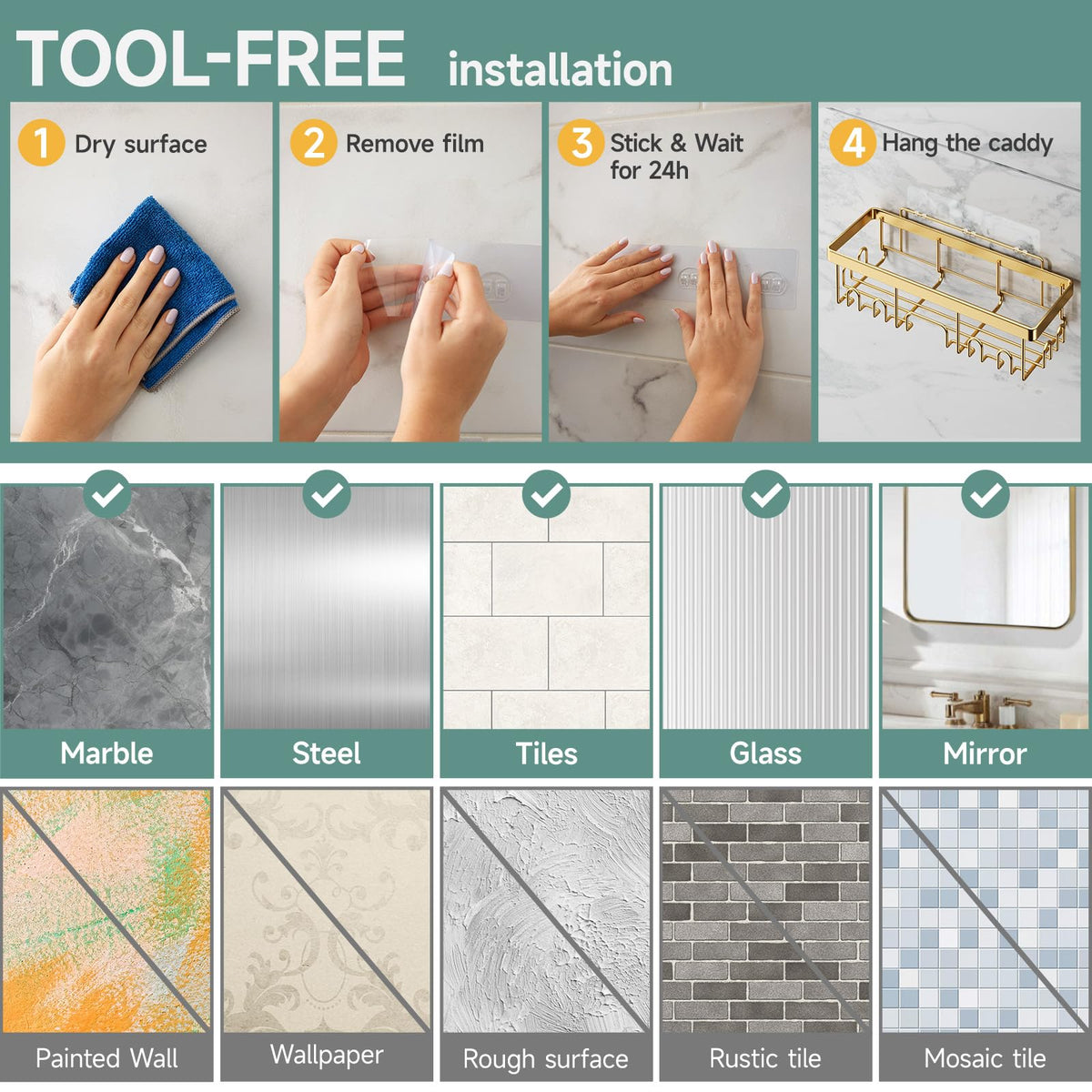 Veken gift-pack shower caddy suitable for housewarmings and homes.