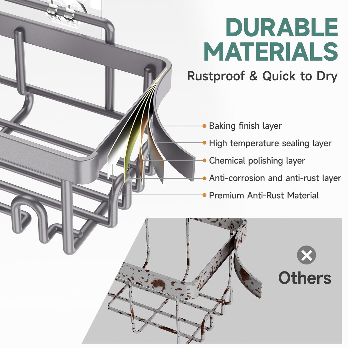Veken large-capacity shower caddy for shampoos and soaps