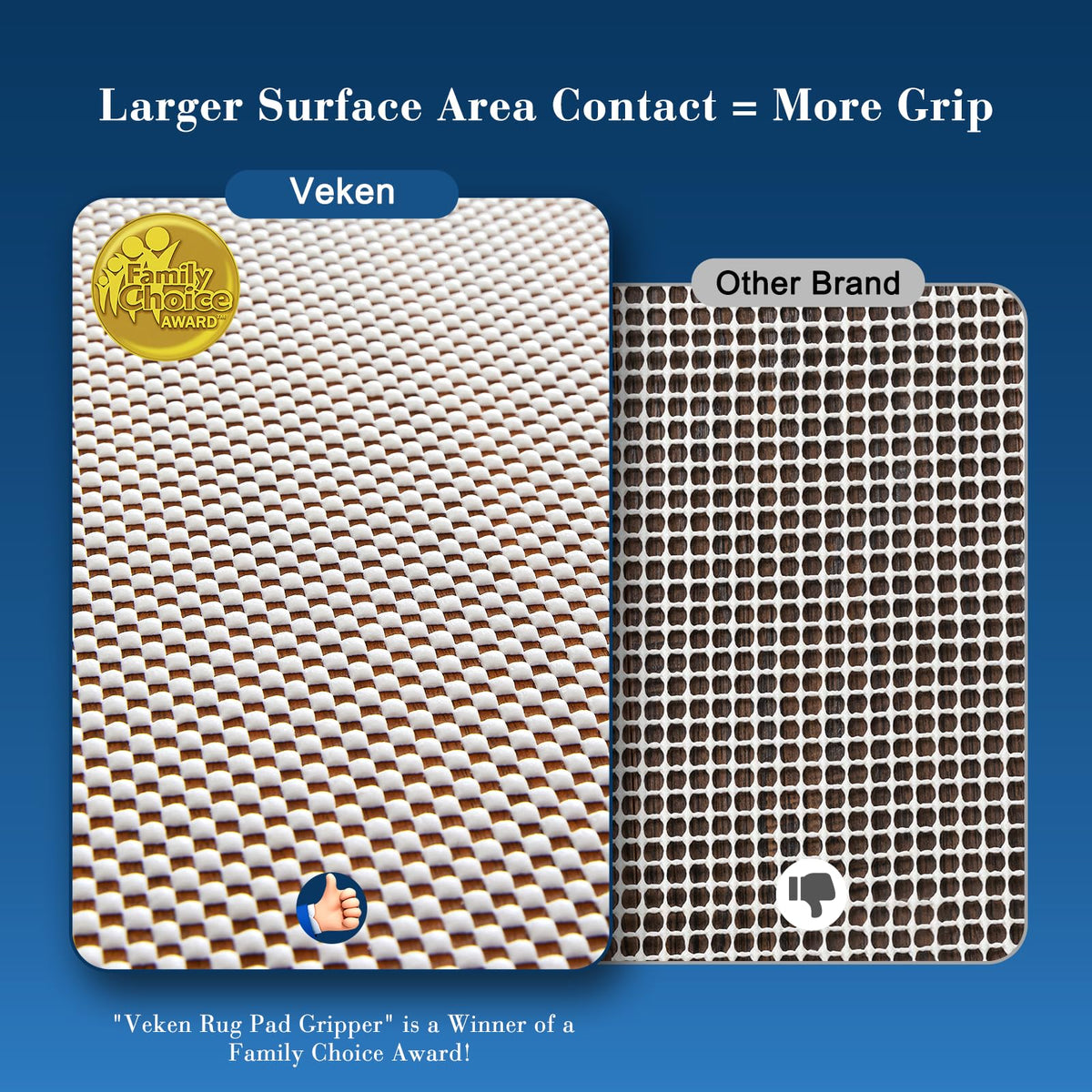 Veken non-slip circle rug pad keeps circular area rugs in place on tile or wood.