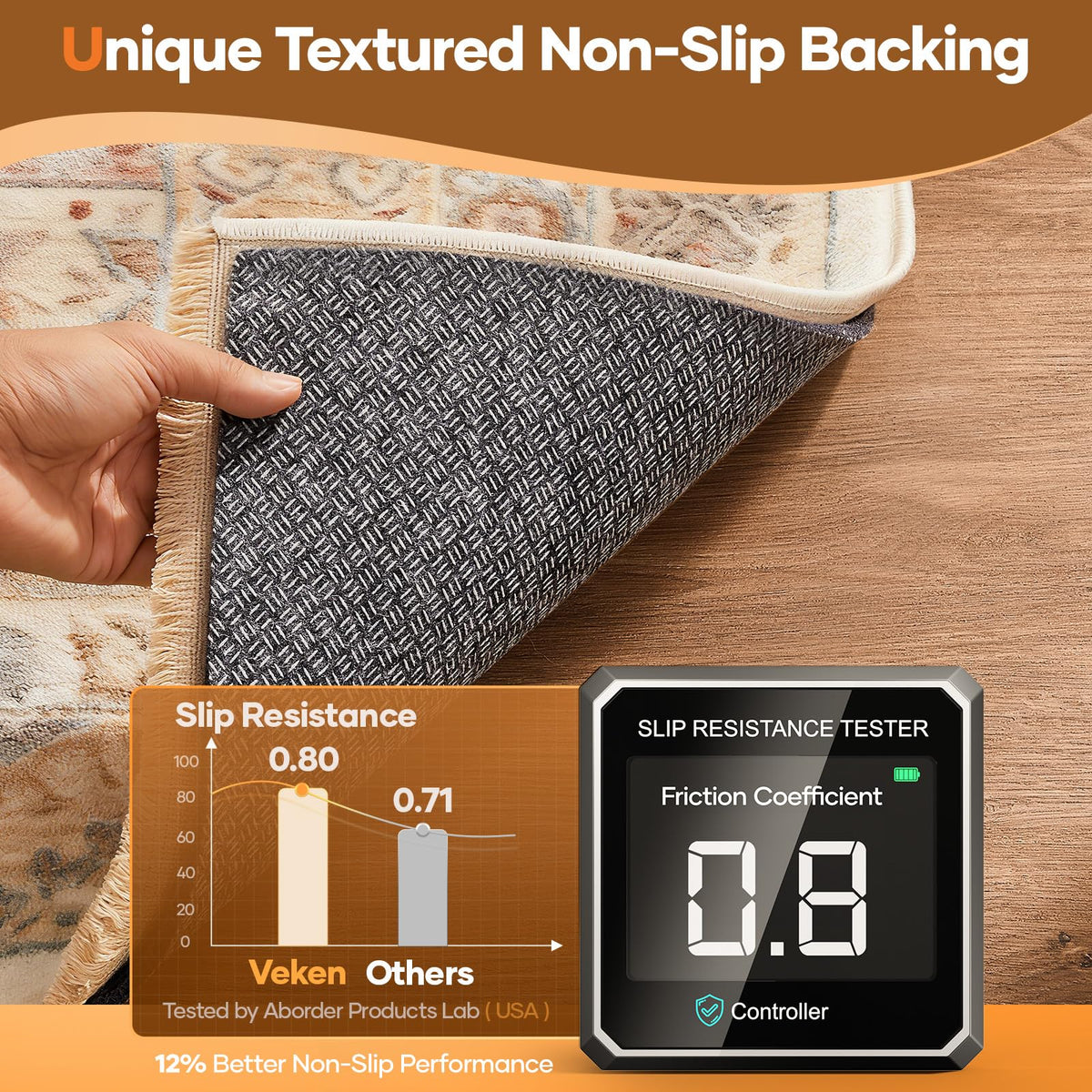 Veken rug pad cut-to-fit demonstration for a precise edge.