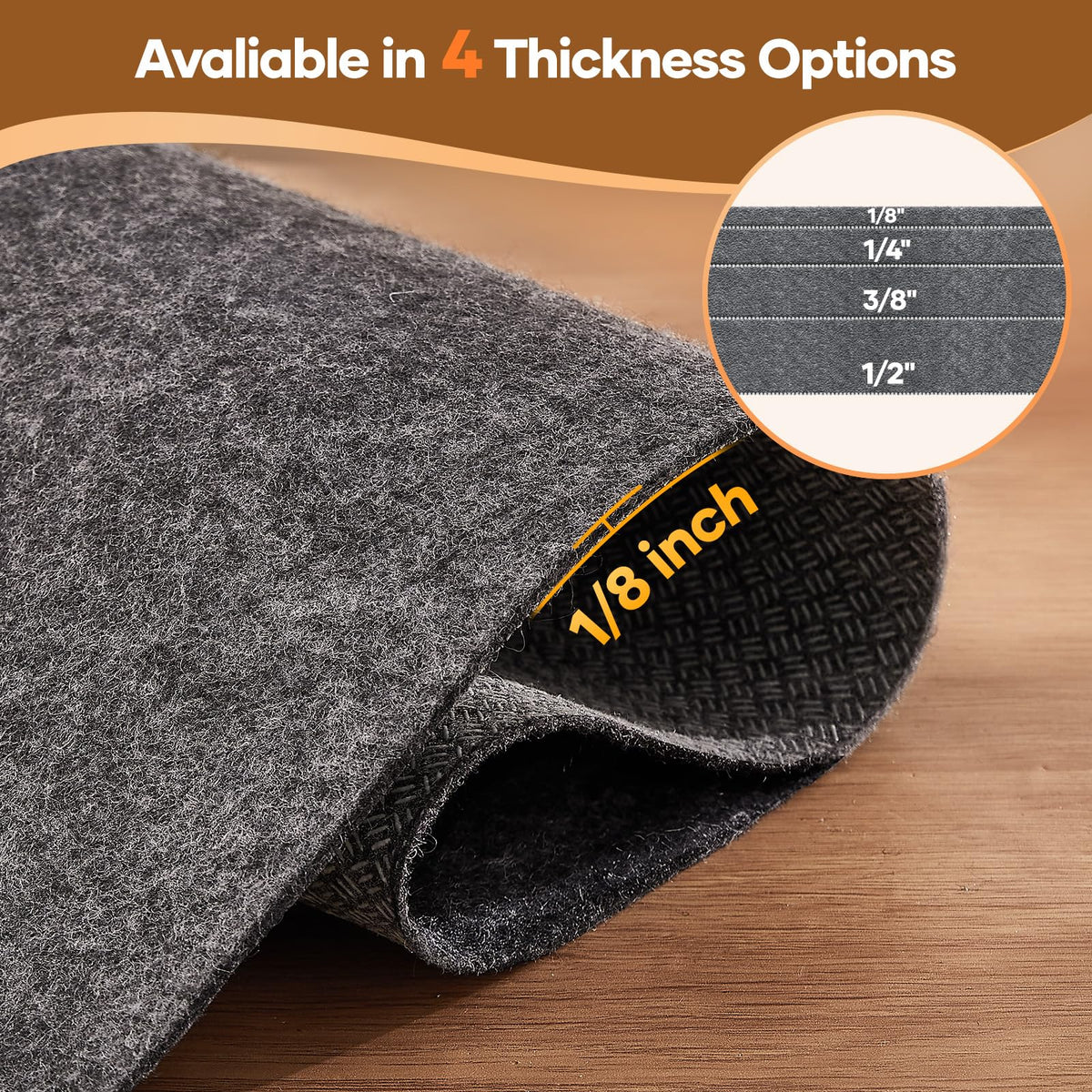 Veken rug pad shows soft felt layer for comfortable cushioning.
