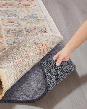 Veken rug pad 8x10 top view shows strong anti-slip grip for secure rug placement.