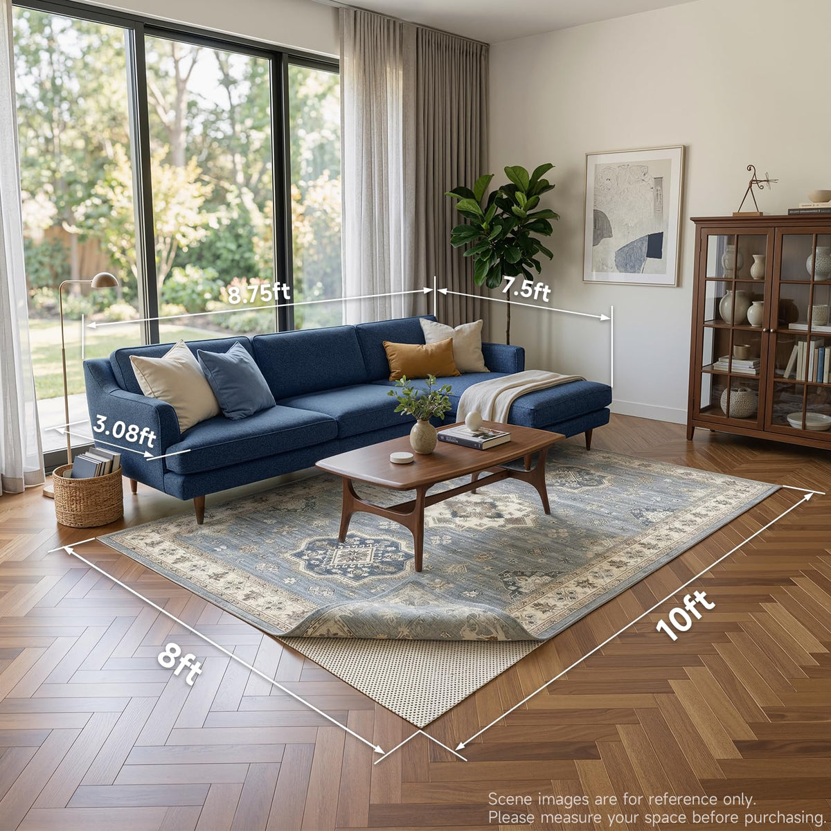 Veken rug pad protects floors from wear while keeping heavy items steady.