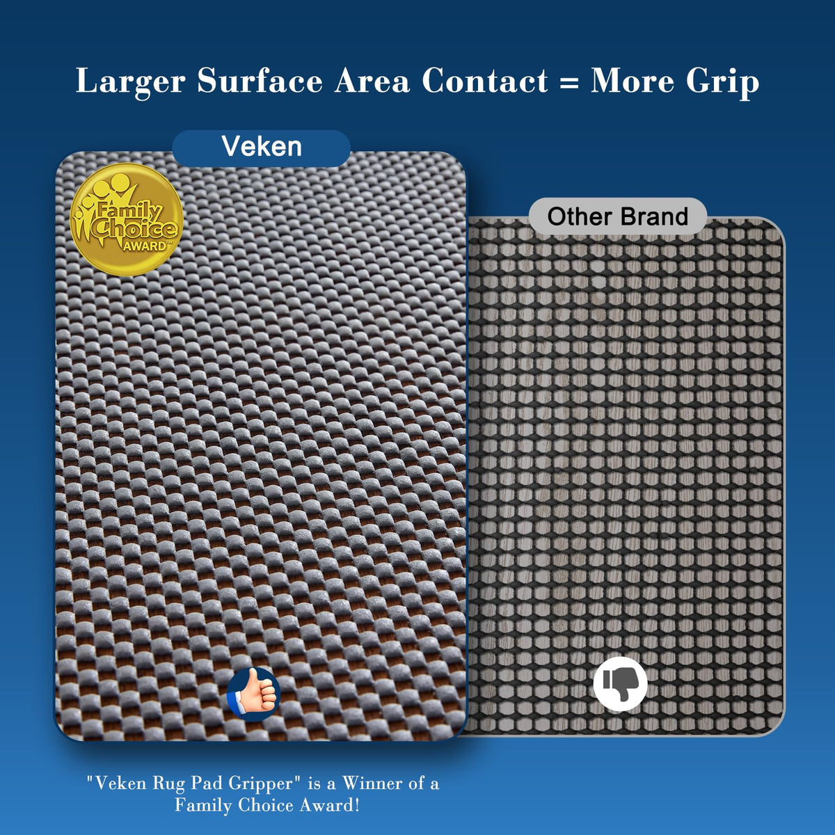 Veken non-slip rug pad provides secure underfoot stability on hardwood or tile