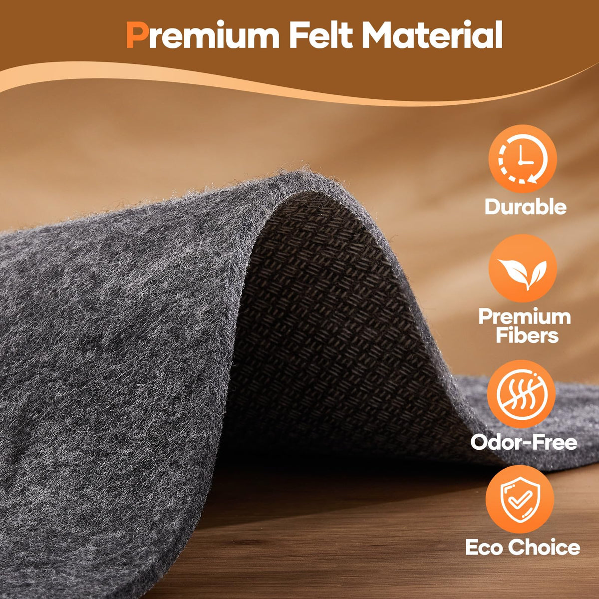 Veken cushioned rug pad in a living room setup.