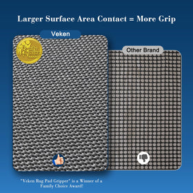 Veken rug pad close-up shows non-slip grip reducing slipping.