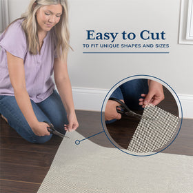 Veken rug pad gripper provides floor protection on tile flooring.