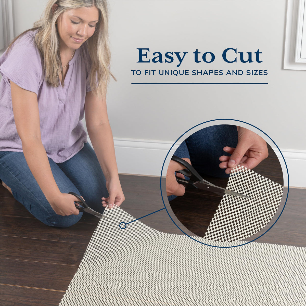Veken rug pad gripper with open-grid design enhances air flow and floor protection.