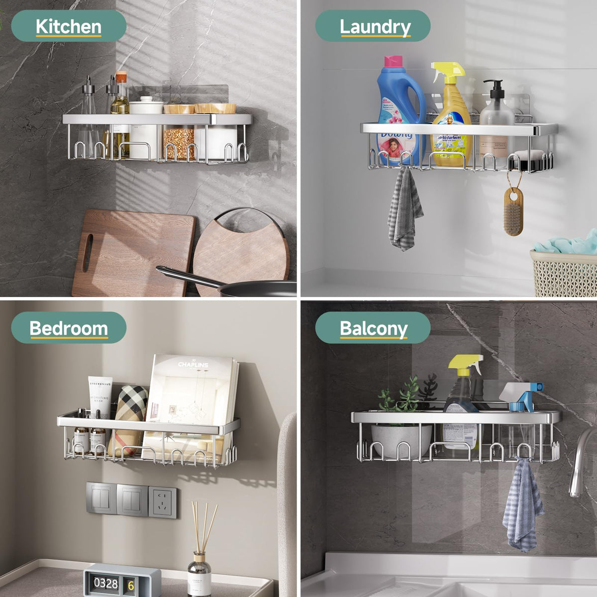 Veken rust-resistant shower caddy stands up to daily moisture and use.