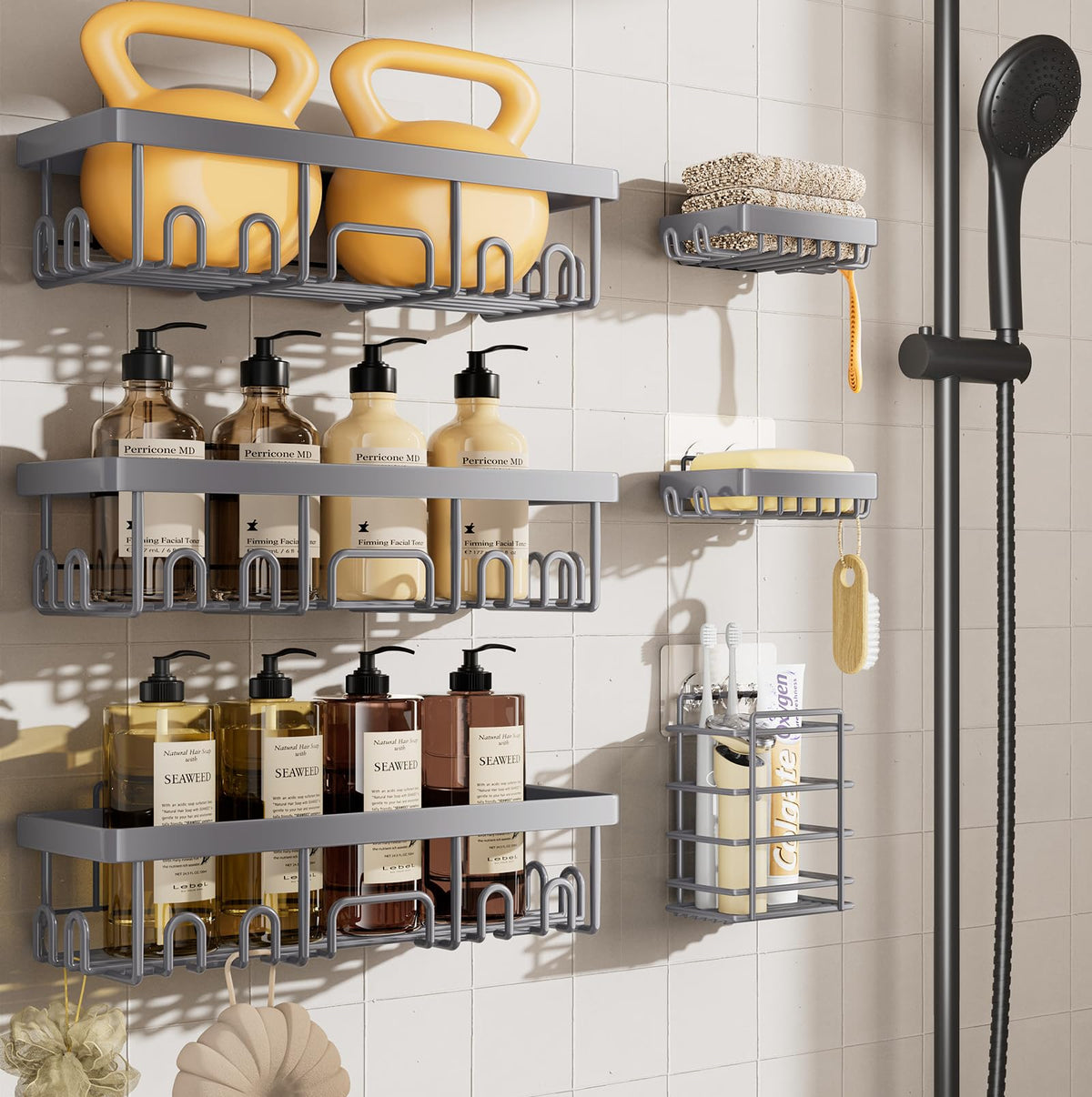 Veken rustproof shower caddy with ample bathroom storage