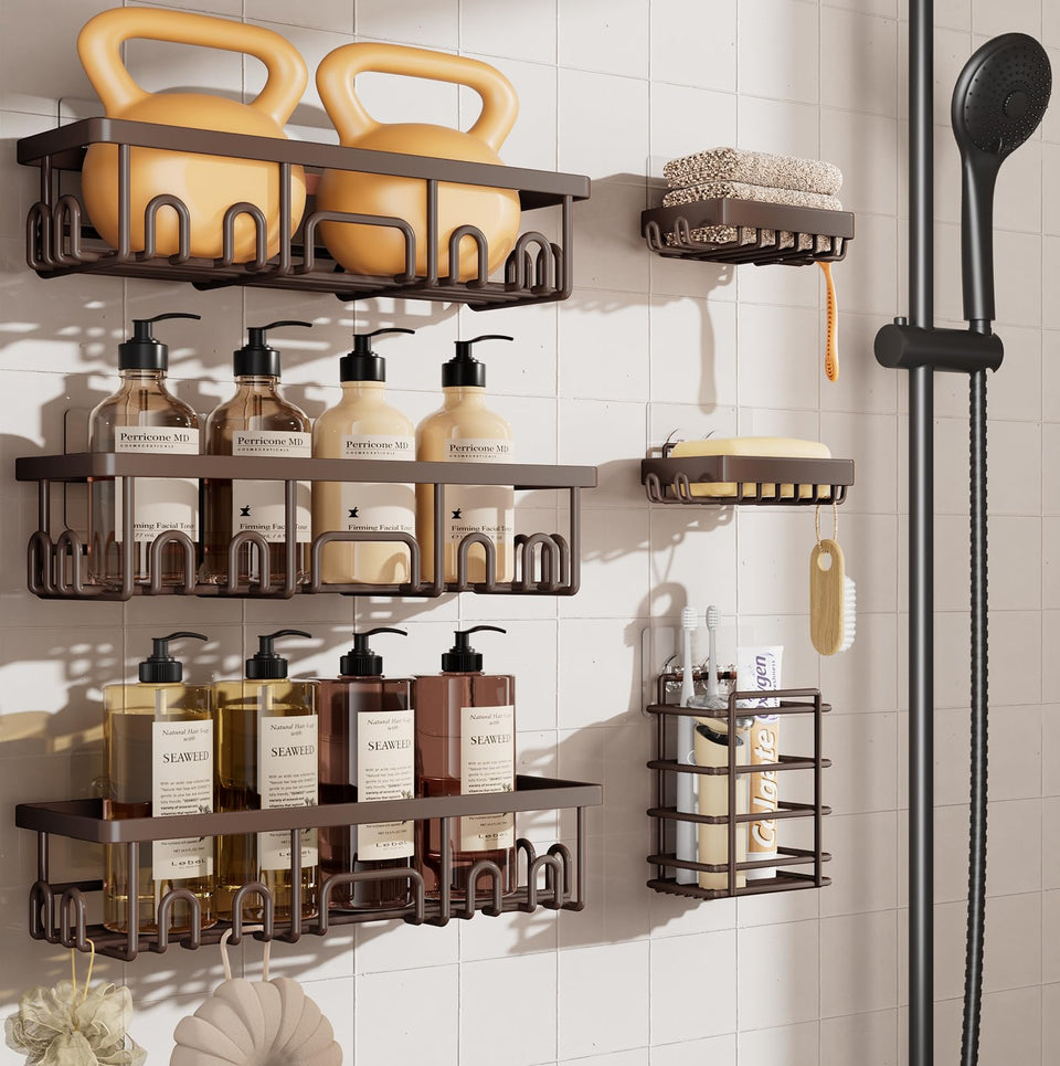 Veken shower caddy 6-pack for organized bathroom storage
