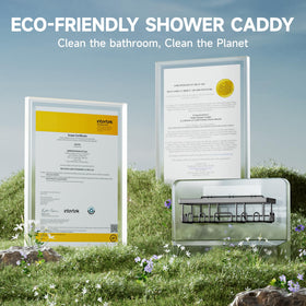 Veken Shower Caddy 6-Pack adhesive mount enables tool-free installation and secure mounting.