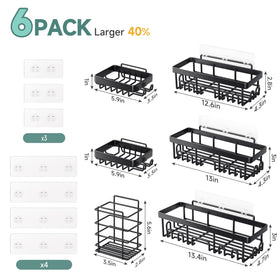 Veken Shower Caddy 6-Pack durable stainless-steel construction resists rust in humid bathrooms.