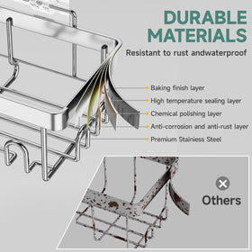 Veken shower caddy 6-pack stainless steel construction ensures durability.