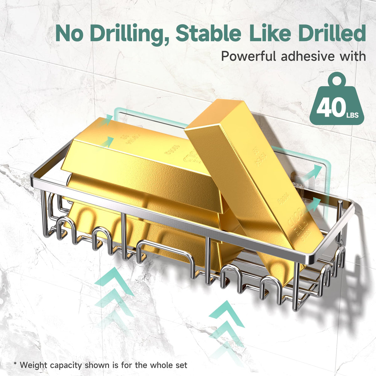 Veken adhesive-mount installation enables tool-free setup without wall damage