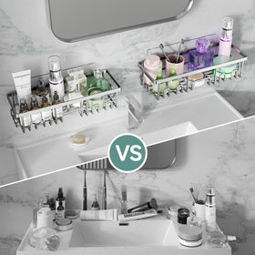 Veken bathroom organization improves family use with flexible caddy configurations