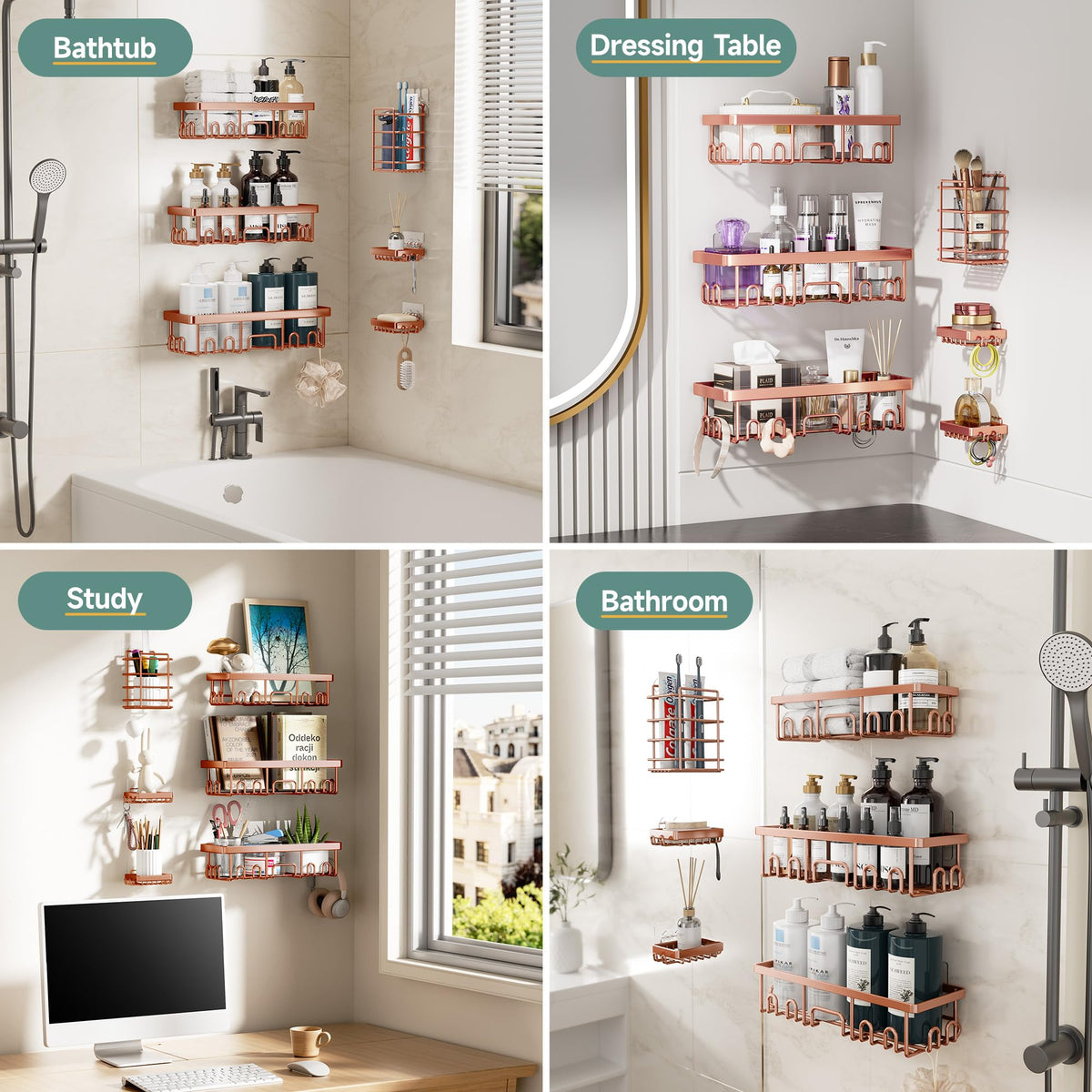 Veken Shower Caddy daily-use setup complements modern bathrooms.