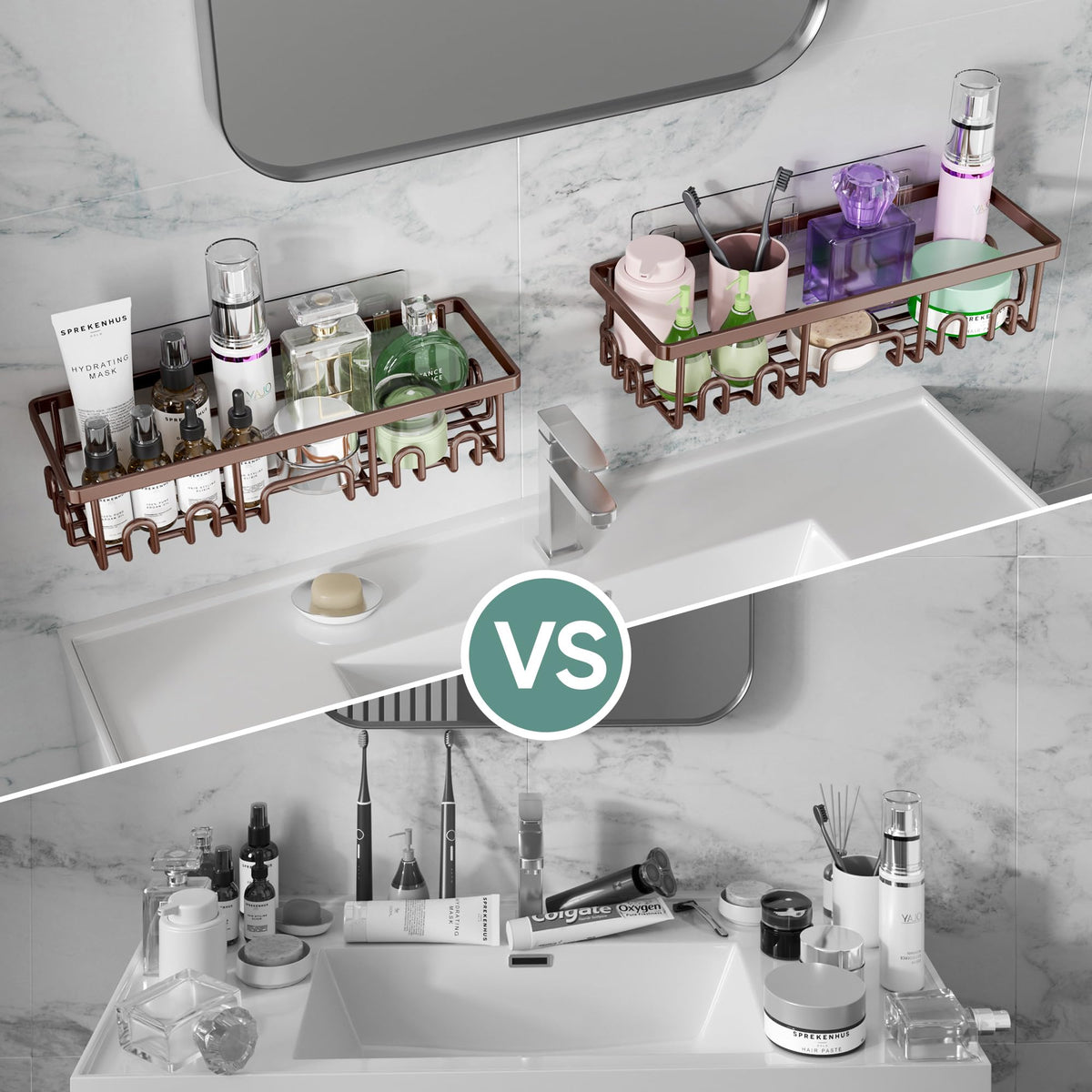 Veken shower caddy durable build for daily use and heavy bottles