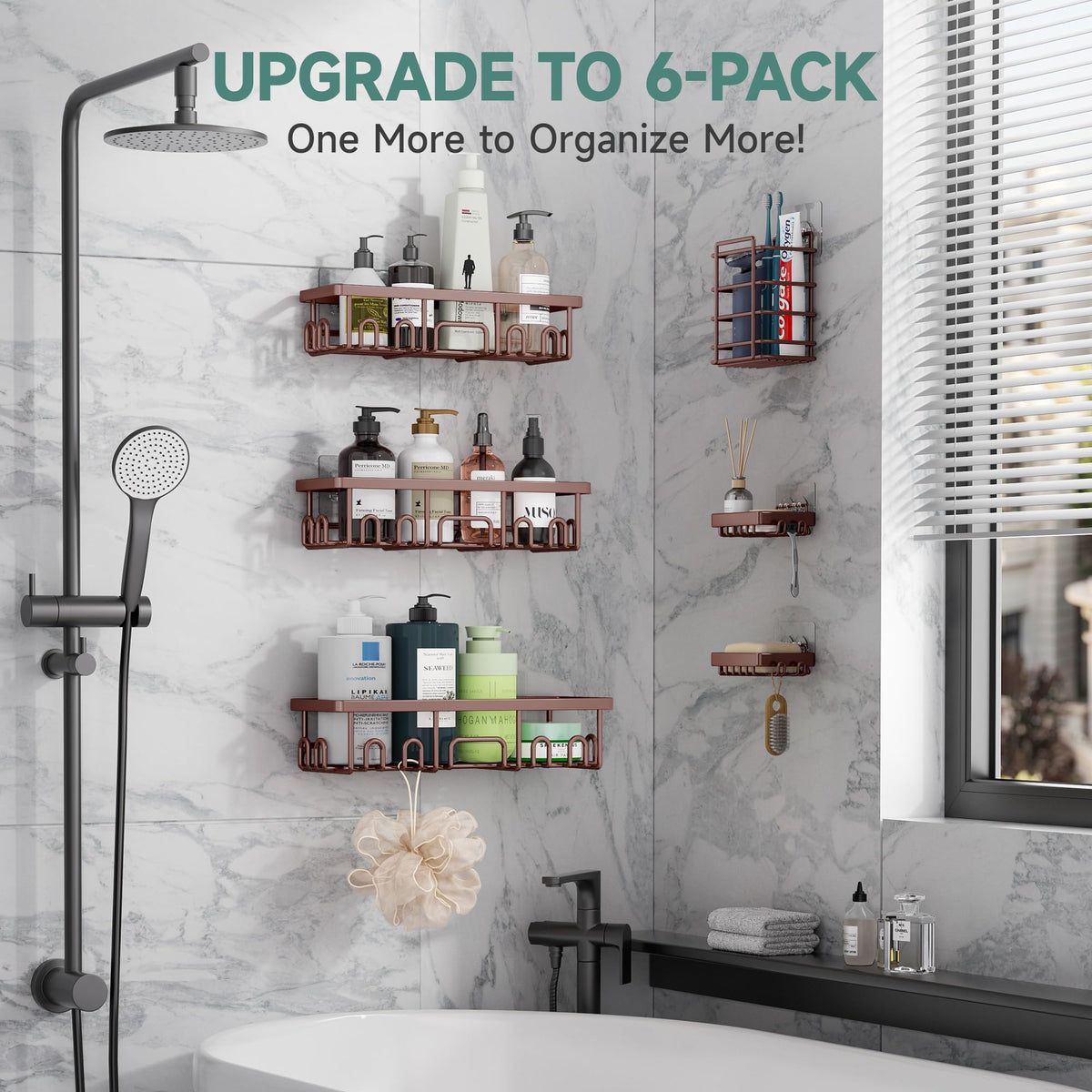 Veken shower caddy large capacity holds bath items efficiently
