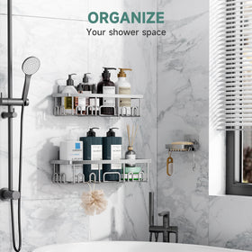 Veken rustproof stainless steel caddy highlights durability in humid showers