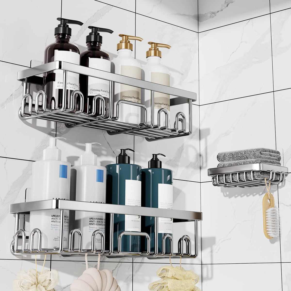 Veken shower caddy wall-mount for large bathroom storage and easy access