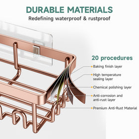 Veken Shower Caddy waterproof design keeps items dry in busy showers.
