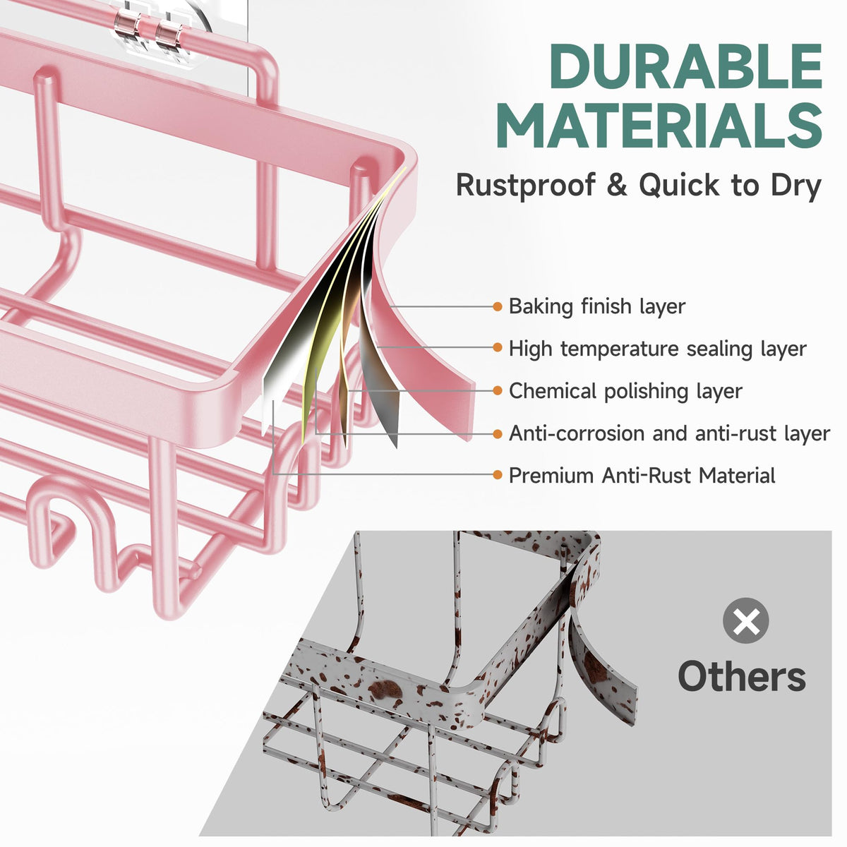Veken shower caddy waterproof and rust-resistant design withstands damp bathrooms