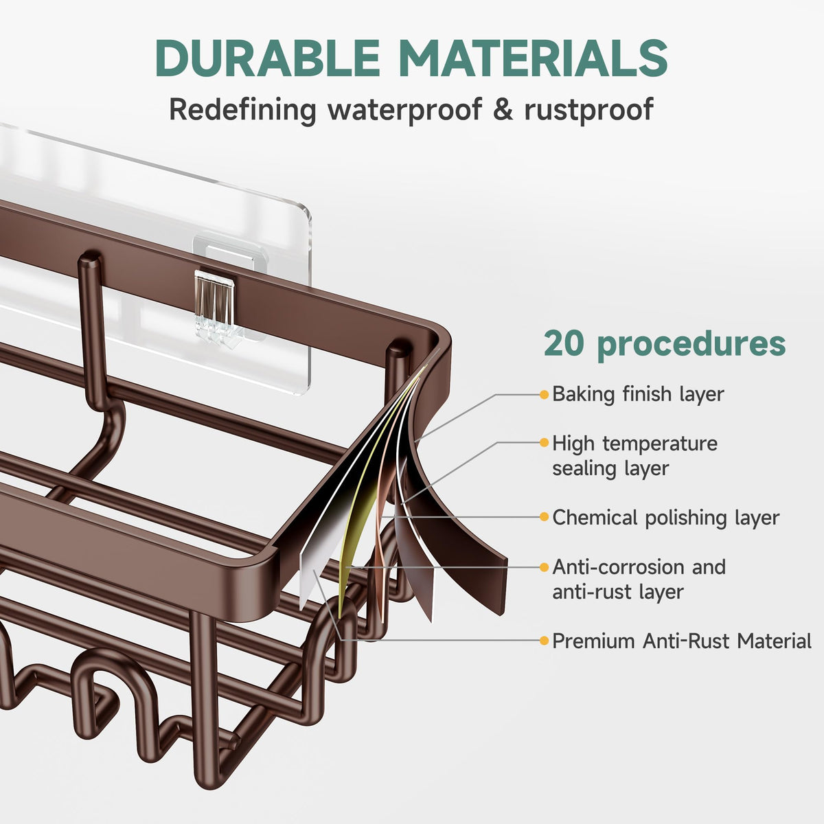 Veken shower caddy waterproof and rustproof materials for damp bathrooms
