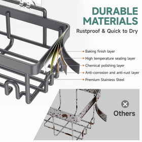 Veken small shower caddy saves space with compact design.